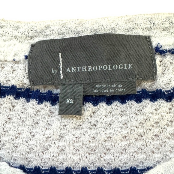 Anthropologie White, Blue Striped Oversized Sweater with chiffon underlay Sz XS - Picture 6 of 7